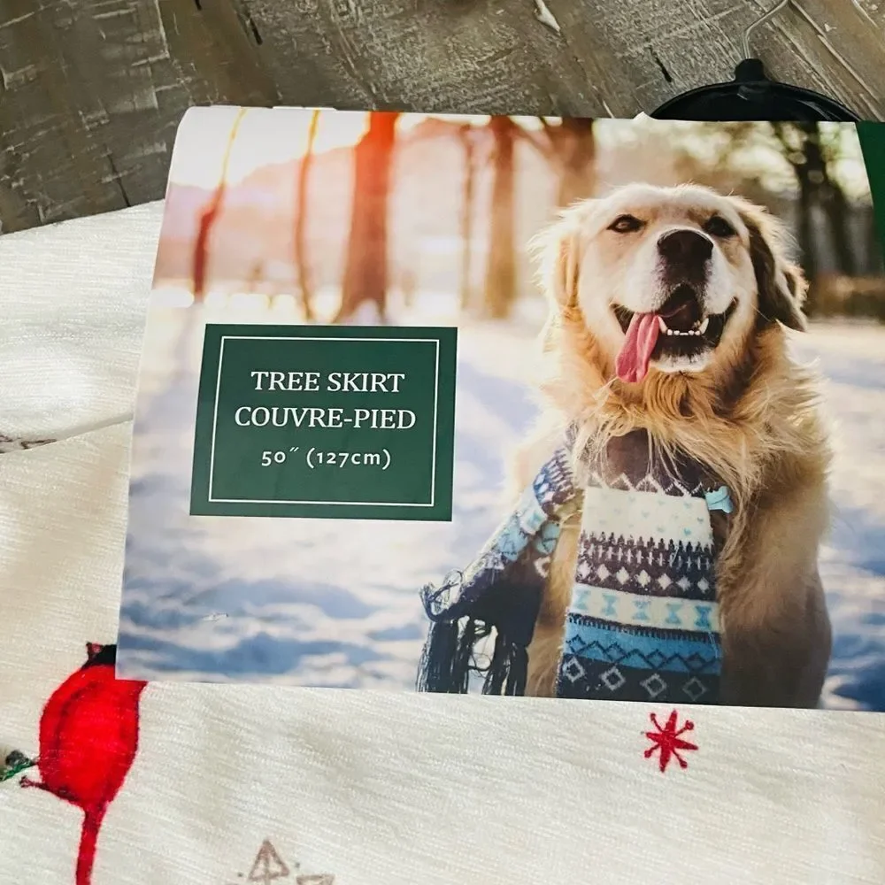NWT Holiday Dogs Frenchie Pug Golden Retriever Christmas Tree Skirt